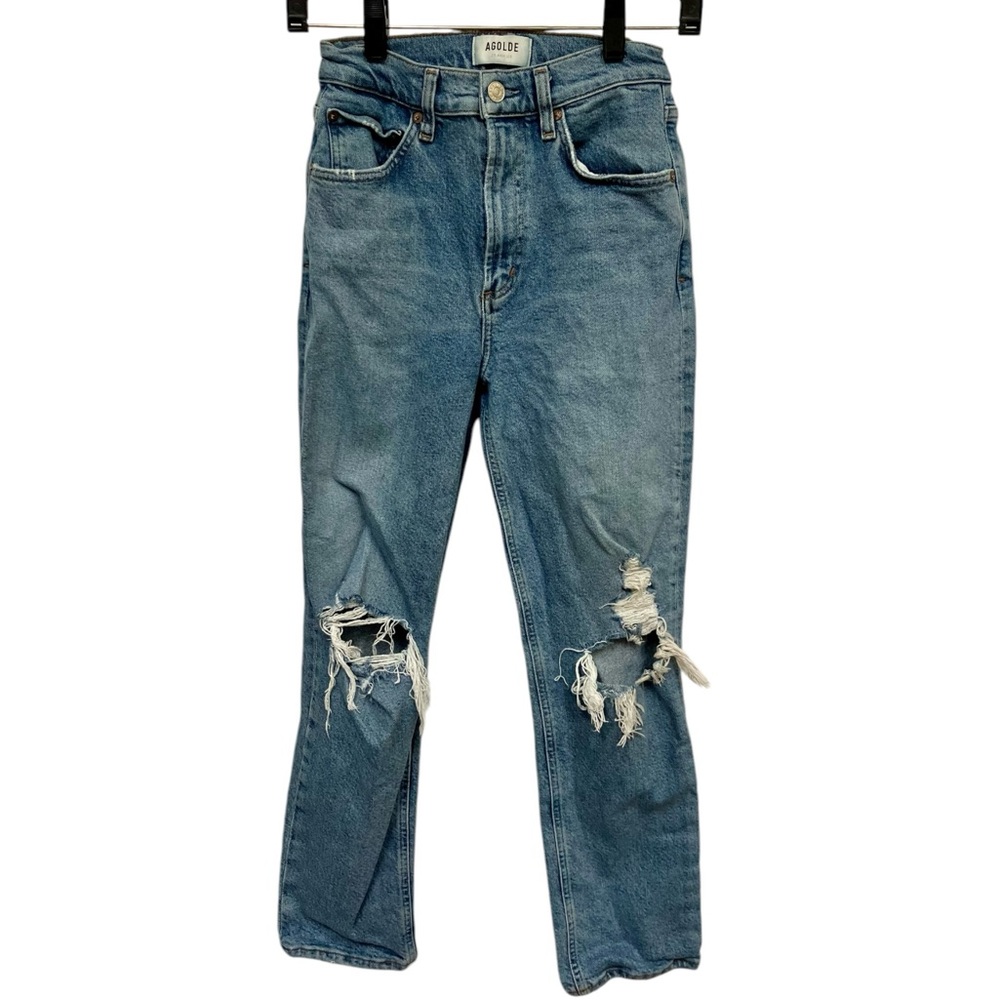 Agolde Wilder Jeans Distressed Ripped Denim Stretch Women's Size 24
